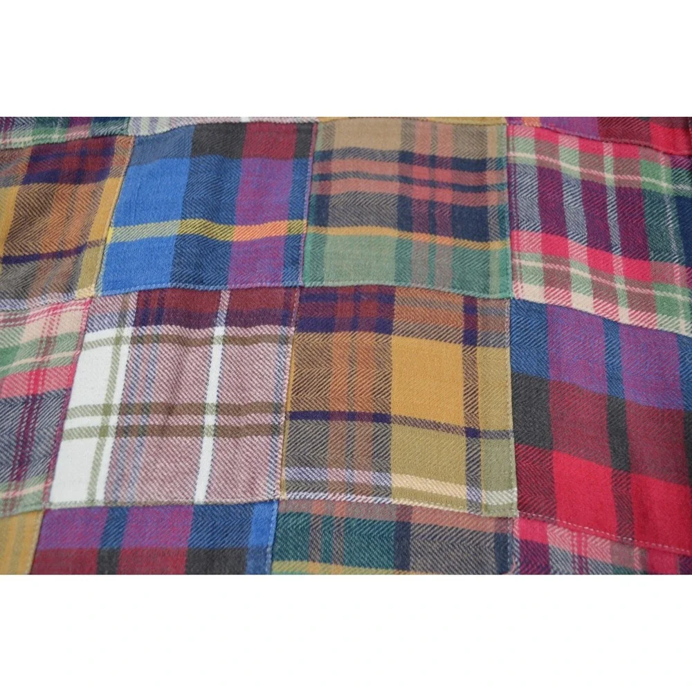 Orvis Patchwork Flannel Plaid Shirt Men's L Button Down 2000's - Picture 7 of 9